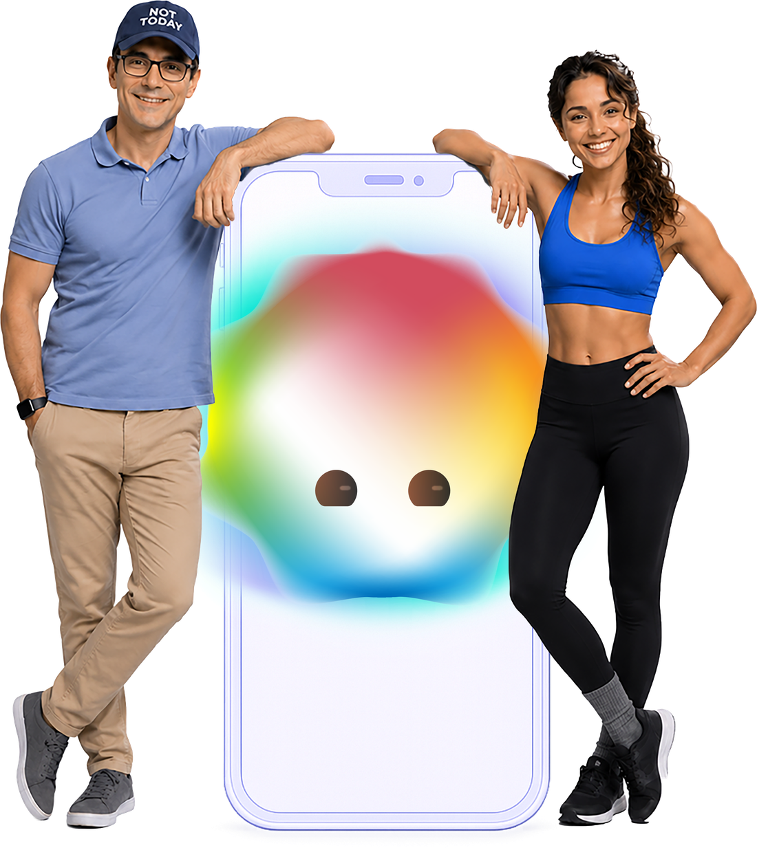 Índigo y Ali junto a la app Psiconversa con Indi