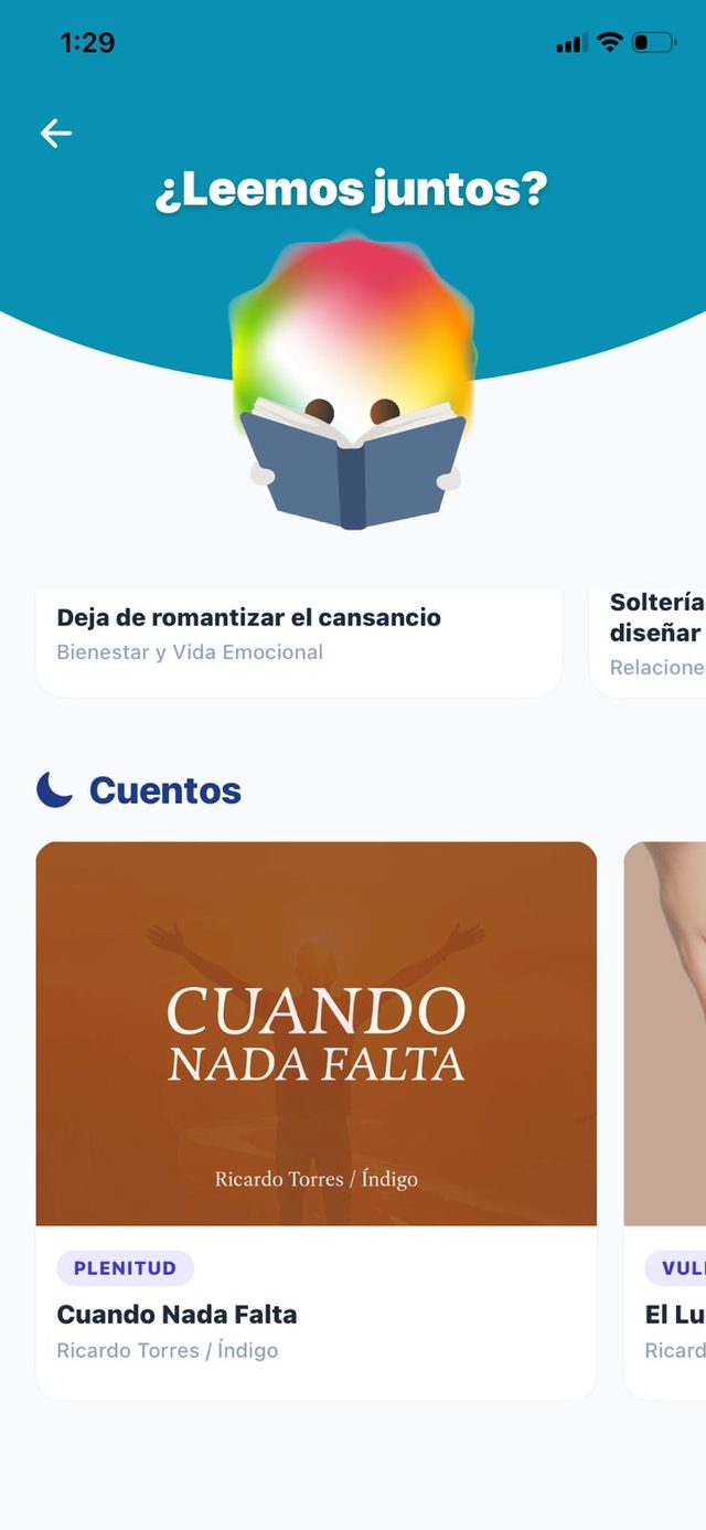 Lecturas y cuentos en la app